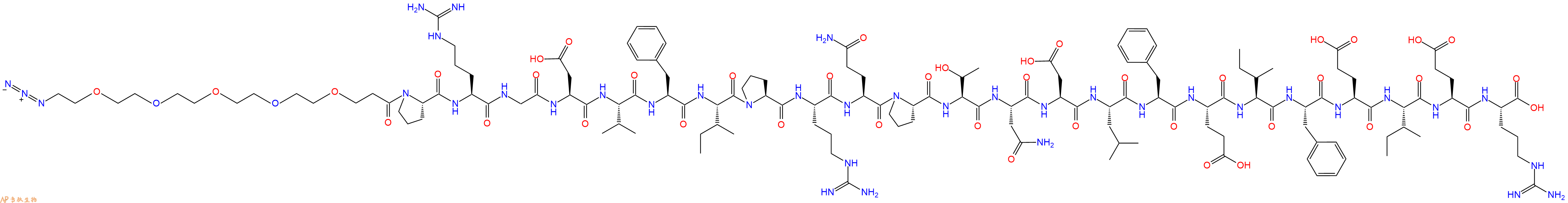专肽生物产品Azido-PEG5-CH2CH2CO-Pro-Arg-Gly-Asp-Val-Phe-Ile-Pro-Arg-Gln-Pro-Thr-Asn-Asp-Leu-Phe-Glu-Ile-Phe-Glu-Ile-Glu-Arg-OH