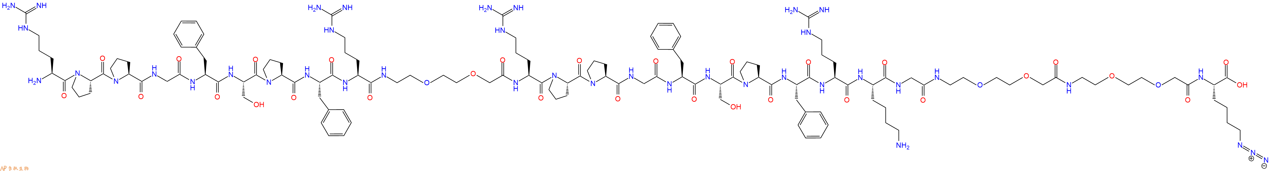 专肽生物产品Arg-Pro-Pro-Gly-Phe-Ser-Pro-Phe-Arg-PEG2-Arg-Pro-Pro-Gly-Phe-Ser-Pro-Phe-Arg-Lys-Gly-PEG2-PEG2-Lys(N3)