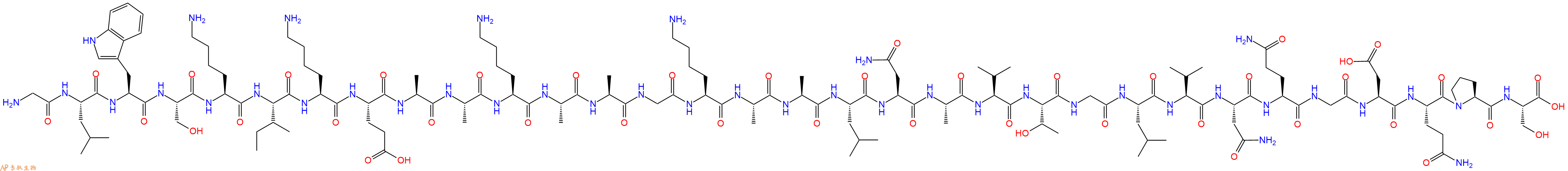 专肽生物产品H2N-Gly-Leu-Trp-Ser-Lys-Ile-Lys-Glu-Ala-Ala-Lys-Ala-Ala-Gly-Lys-Ala-Ala-Leu-Asn-Ala-Val-Thr-Gly-Leu-Val-Asn-Gln-Gly-Asp-Gln-Pro-Ser-OH