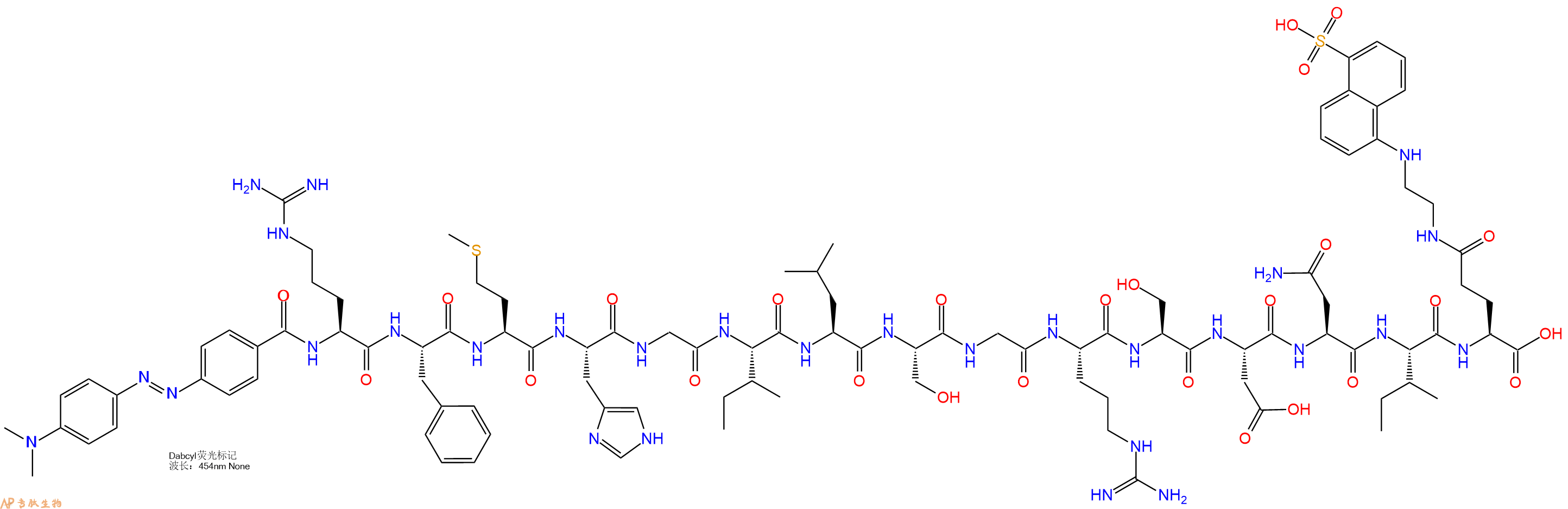 专肽生物产品DABCYL-Arg-Phe-Met-His-Gly-Ile-Leu-Ser-Gly-Arg-Ser-Asp-Asn-Ile-Glu(Edans)-OH