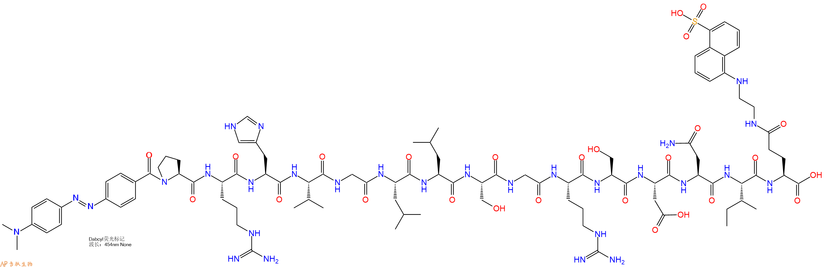 专肽生物产品DABCYL-Pro-Arg-His-Val-Gly-Leu-Leu-Ser-Gly-Arg-Ser-Asp-Asn-Ile-Glu(Edans)-OH