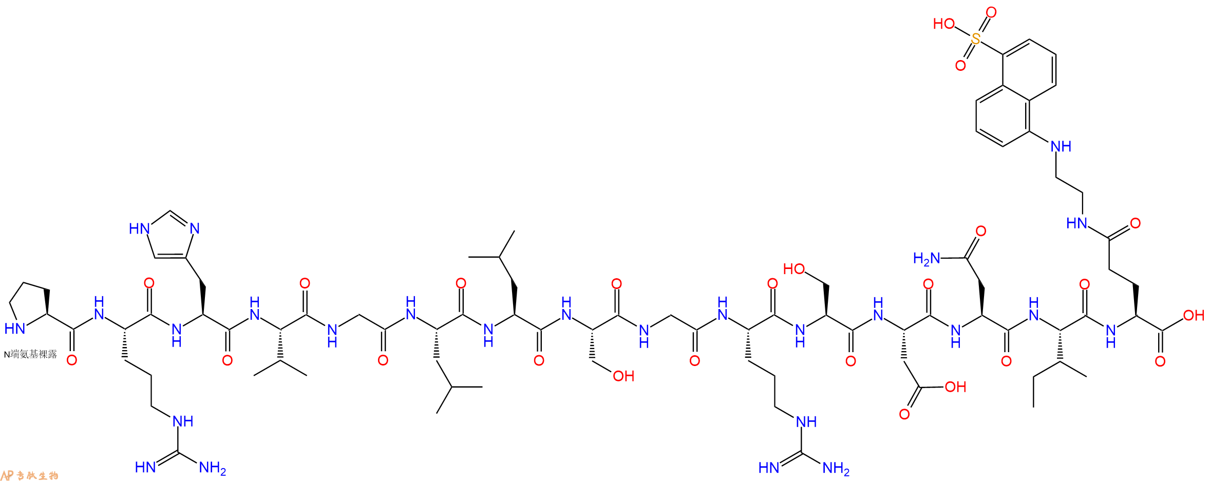 专肽生物产品H2N-Pro-Arg-His-Val-Gly-Leu-Leu-Ser-Gly-Arg-Ser-Asp-Asn-Ile-Glu(Edans)-OH