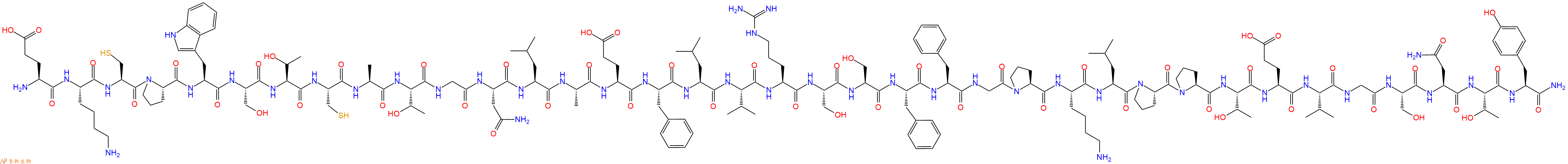 专肽生物产品H2N-Glu-Lys-Cys-Pro-Trp-Ser-Thr-Cys-Ala-Thr-Gly-Asn-Leu-Ala-Glu-Phe-Leu-Val-Arg-Ser-Ser-Phe-Phe-Gly-Pro-Lys-Leu-Pro-Pro-Thr-Glu-Val-Gly-Ser-Asn-Thr-Tyr-CONH2