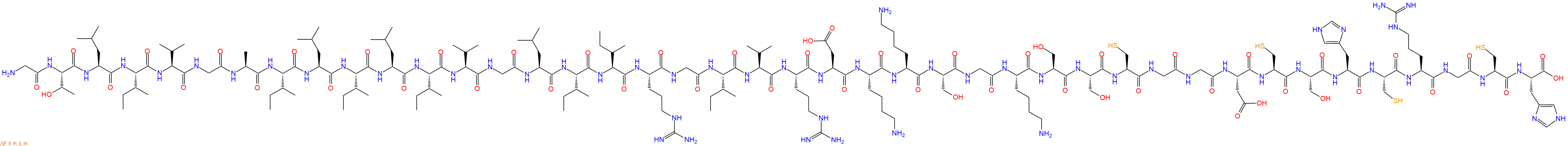 专肽生物产品H2N-Gly-Thr-Leu-Ile-Val-Gly-Ala-Ile-Leu-Ile-Leu-Ile-Val-Gly-Leu-Ile-Ile-Arg-Gly-Ile-Val-Arg-Asp-Lys-Lys-Ser-Gly-Lys-Ser-Ser-Cys-Gly-Gly-Asp-Cys-Ser-His-Cys-Arg-Gly-Cys-His-OH