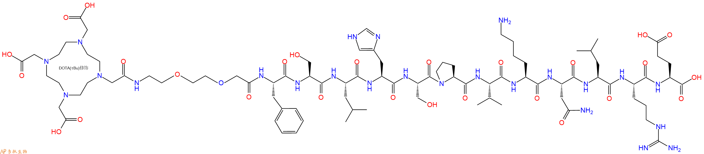 专肽生物产品DOTA-PEG2-Phe-Ser-Leu-His-Ser-Pro-Val-Lys-Asn-Leu-Arg-Glu