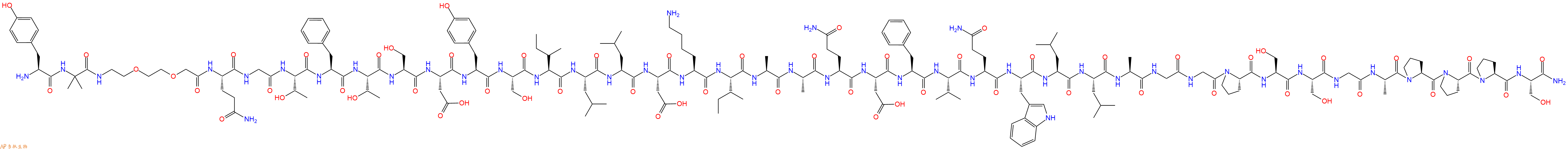 专肽生物产品H2N-Tyr-Aib-AEEA-Gln-Gly-Thr-Phe-Thr-Ser-Asp-Tyr-Ser-Ile-Leu-Leu-Asp-Lys-Ile-Ala-Ala-Gln-Asp-Phe-Val-Gln-Trp-Leu-Leu-Ala-Gly-Gly-Pro-Ser-Ser-Gly-Ala-Pro-Pro-Pro-Ser-CONH2