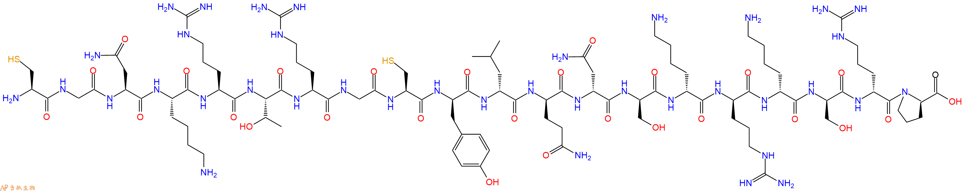 专肽生物产品H2N-Cys-Gly-Asn-Lys-Arg-Thr-Arg-Gly-Cys-DTyr-DLeu-DGln-DAsn-DSer-DLys-DArg-DLys-DSer-DArg-DPro-OH