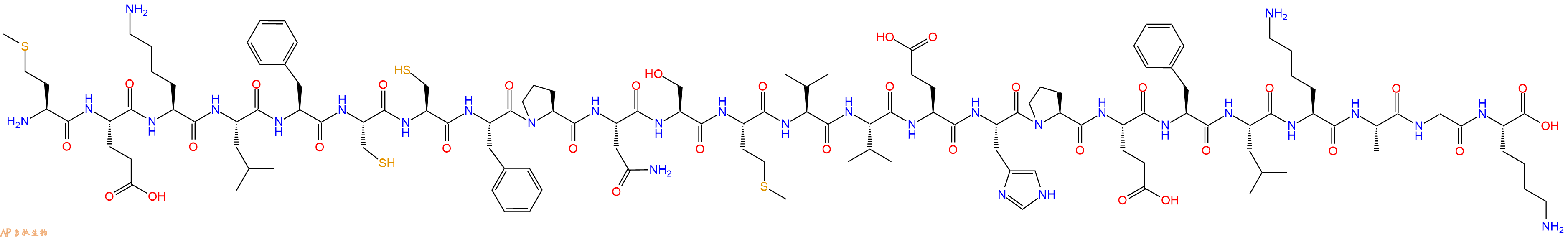 专肽生物产品H2N-Met-Glu-Lys-Leu-Phe-Cys-Cys-Phe-Pro-Asn-Ser-Met-Val-Val-Glu-His-Pro-Glu-Phe-Leu-Lys-Ala-Gly-Lys-OH