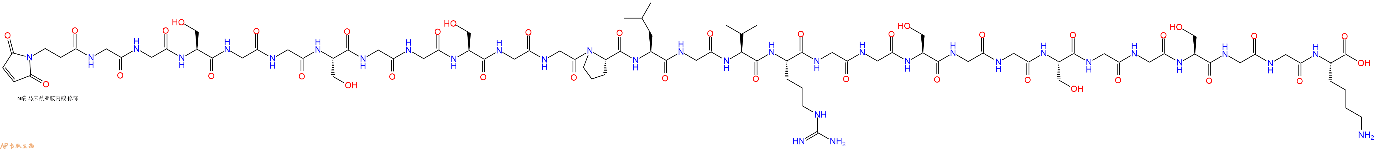 专肽生物产品3Mal-Gly-Gly-Ser-Gly-Gly-Ser-Gly-Gly-Ser-Gly-Gly-Pro-Leu-Gly-Val-Arg-Gly-Gly-Ser-Gly-Gly-Ser-Gly-Gly-Ser-Gly-Gly-Lys-OH