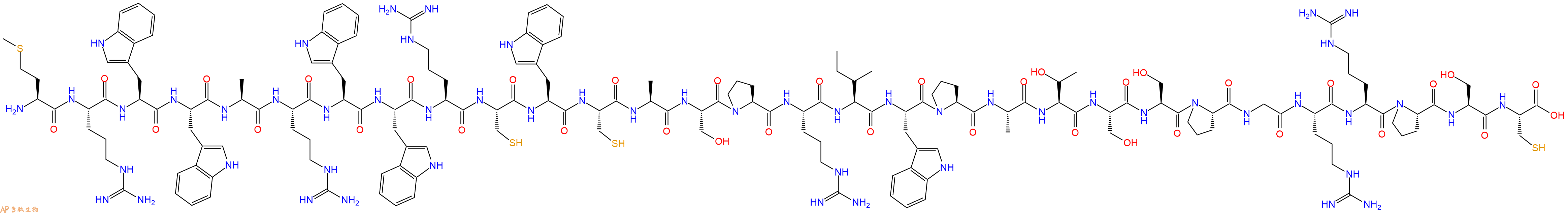 专肽生物产品H2N-Met-Arg-Trp-Trp-Ala-Arg-Trp-Trp-Arg-Cys-Trp-Cys-Ala-Ser-Pro-Arg-Ile-Trp-Pro-Ala-Thr-Ser-Ser-Pro-Gly-Arg-Arg-Pro-Ser-Cys-OH