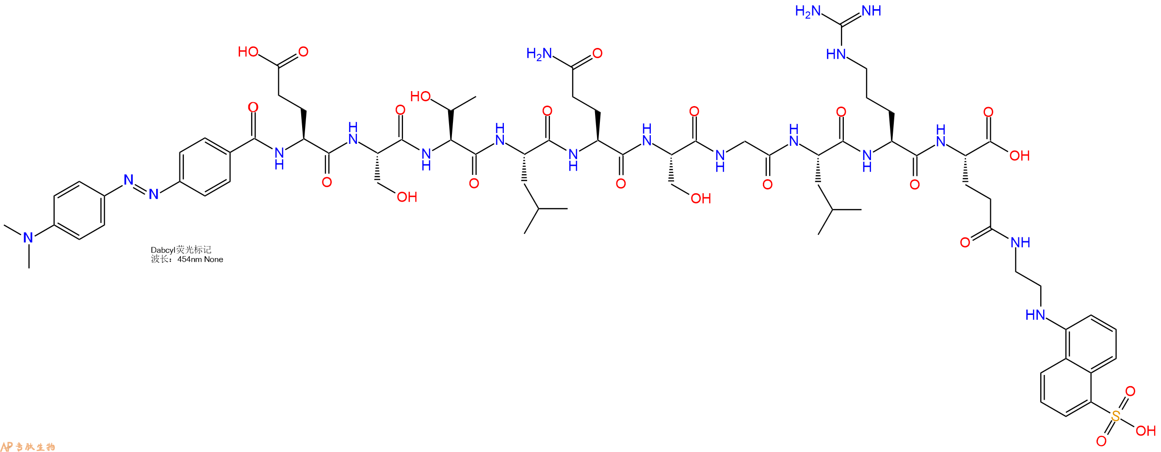 专肽生物产品DABCYL-Glu-Ser-Thr-Leu-Gln-Ser-Gly-Leu-Arg-Glu(Edans)-OH