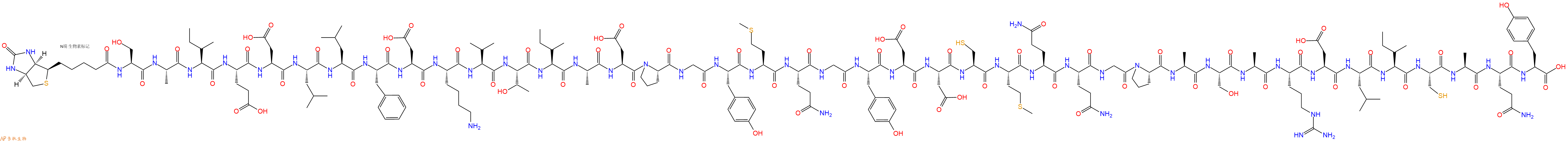 专肽生物产品Biotinyl-Ser-Ala-Ile-Glu-Asp-Leu-Leu-Phe-Asp-Lys-Val-Thr-Ile-Ala-Asp-Pro-Gly-Tyr-Met-Gln-Gly-Tyr-Asp-Asp-Cys-Met-Gln-Gln-Gly-Pro-Ala-Ser-Ala-Arg-Asp-Leu-Ile-Cys-Ala-Gln-Tyr-OH