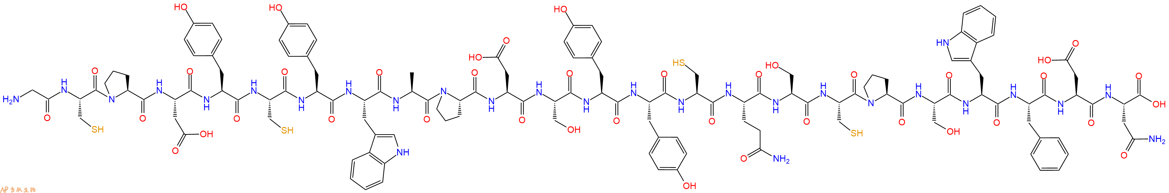 专肽生物产品H2N-Gly-Cys-Pro-Asp-Tyr-Cys-Tyr-Trp-Ala-Pro-Asp-Ser-Tyr-Tyr-Cys-Gln-Ser-Cys-Pro-Ser-Trp-Phe-Asp-Asn-OH
