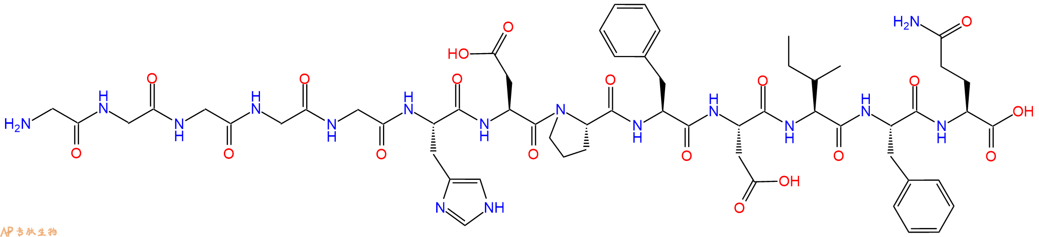专肽生物产品H2N-Gly-Gly-Gly-Gly-Gly-His-Asp-Pro-Phe-Asp-Ile-Phe-Gln-OH