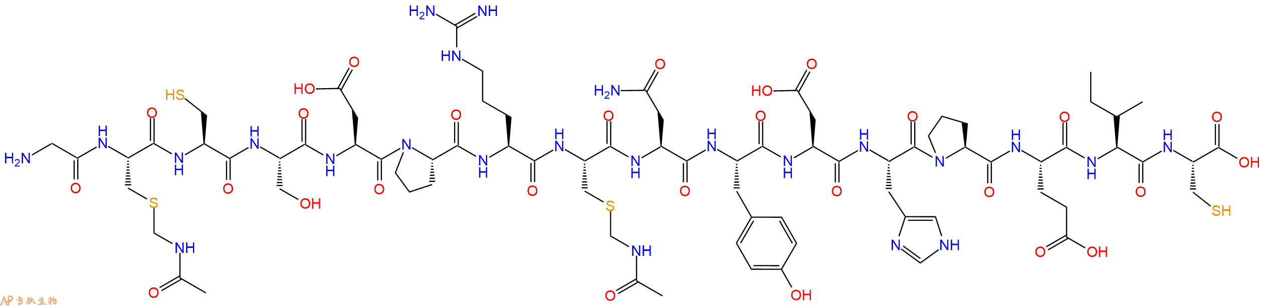 专肽生物产品H2N-Gly-Cys(Acm)-Cys-Ser-Asp-Pro-Arg-Cys(Acm)-Asn-Tyr-Asp-His-Pro-Glu-Ile-Cys-OH