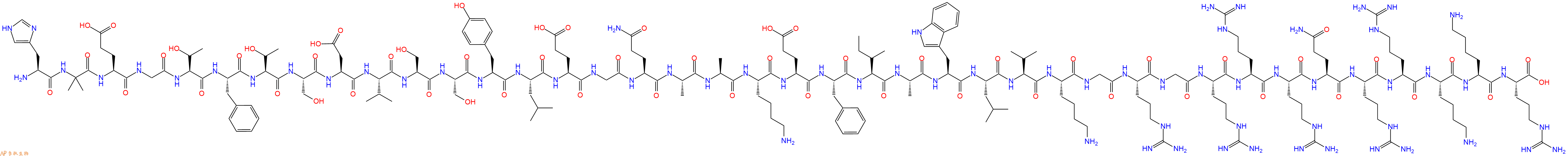 专肽生物产品H2N-His-Aib-Glu-Gly-Thr-Phe-Thr-Ser-Asp-Val-Ser-Ser-Tyr-Leu-Glu-Gly-Gln-Ala-Ala-Lys-Glu-Phe-Ile-Ala-Trp-Leu-Val-Lys-Gly-Arg-Gly-Arg-Arg-Arg-Gln-Arg-Arg-Lys-Lys-Arg-OH