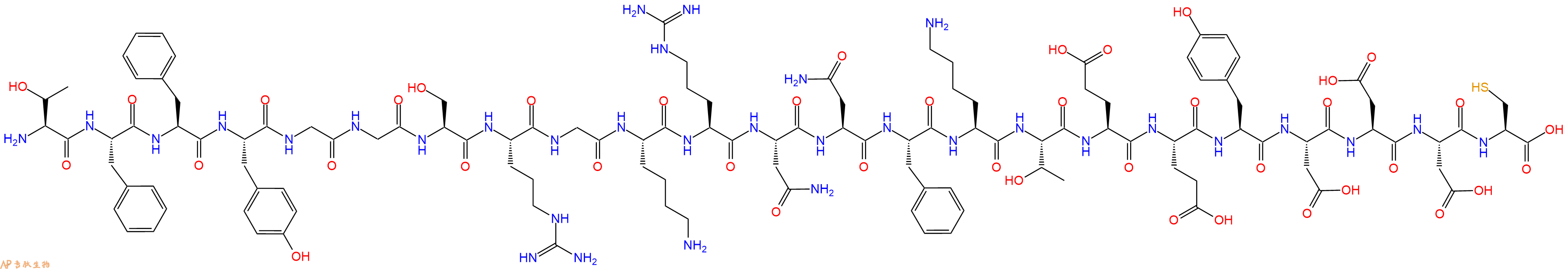 专肽生物产品H2N-Thr-Phe-Phe-Tyr-Gly-Gly-Ser-Arg-Gly-Lys-Arg-Asn-Asn-Phe-Lys-Thr-Glu-Glu-Tyr-Asp-Asp-Asp-Cys-OH