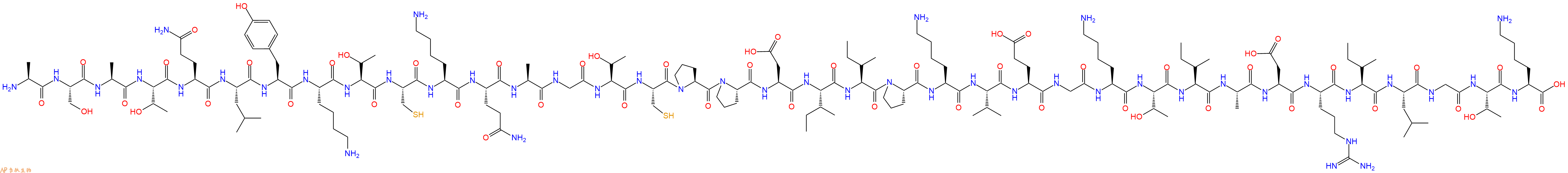 专肽生物产品H2N-Ala-Ser-Ala-Thr-Gln-Leu-Tyr-Lys-Thr-Cys-Lys-Gln-Ala-Gly-Thr-Cys-Pro-Pro-Asp-Ile-Ile-Pro-Lys-Val-Glu-Gly-Lys-Thr-Ile-Ala-Asp-Arg-Ile-Leu-Gly-Thr-Lys-OH