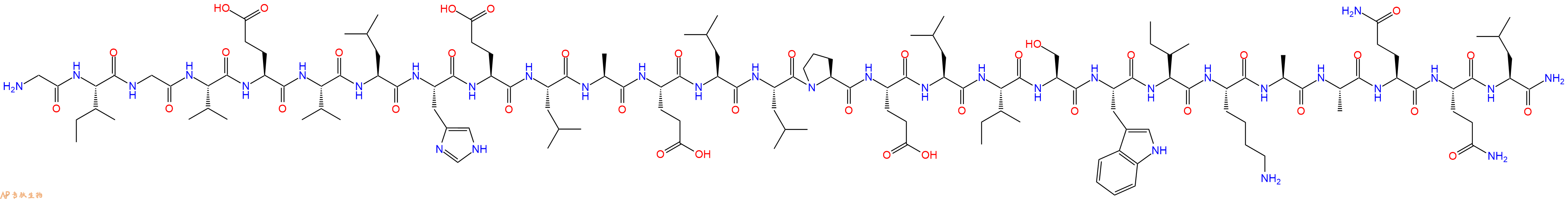 专肽生物产品H2N-Gly-Ile-Gly-Val-Glu-Val-Leu-His-Glu-Leu-Ala-Glu-Leu-Leu-Pro-Glu-Leu-Ile-Ser-Trp-Ile-Lys-Ala-Ala-Gln-Gln-Leu-CONH2