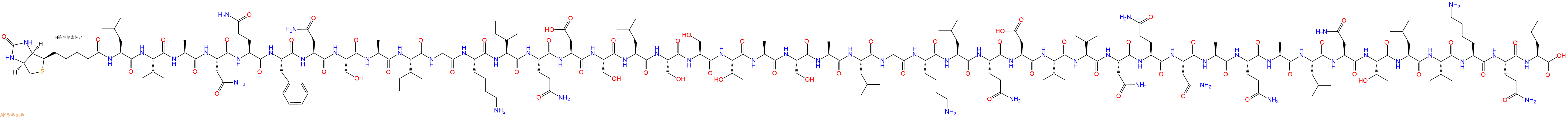 专肽生物产品Biotinyl-Leu-Ile-Ala-Asn-Gln-Phe-Asn-Ser-Ala-Ile-Gly-Lys-Ile-Gln-Asp-Ser-Leu-Ser-Ser-Thr-Ala-Ser-Ala-Leu-Gly-Lys-Leu-Gln-Asp-Val-Val-Asn-Gln-Asn-Ala-Gln-Ala-Leu-Asn-Thr-Leu-Val-Lys-Gln-Leu-OH