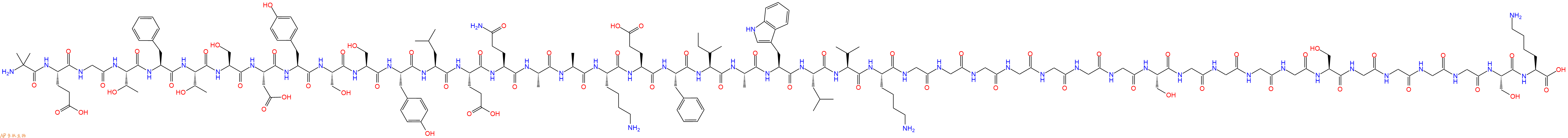 专肽生物产品H2N-Aib-Glu-Gly-Thr-Phe-Thr-Ser-Asp-Tyr-Ser-Ser-Tyr-Leu-Glu-Gln-Ala-Ala-Lys-Glu-Phe-Ile-Ala-Trp-Leu-Val-Lys-Gly-Gly-Gly-Gly-Gly-Gly-Gly-Ser-Gly-Gly-Gly-Gly-Ser-Gly-Gly-Gly-Gly-Ser-Lys-OH