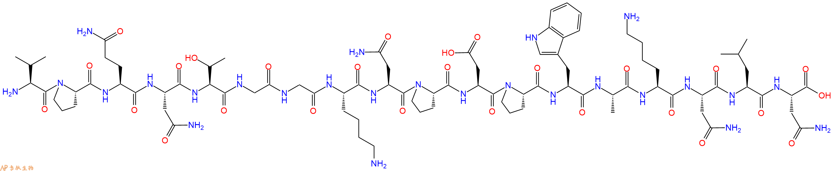 专肽生物产品H2N-Val-Pro-Gln-Asn-Thr-Gly-Gly-Lys-Asn-Pro-Asp-Pro-Trp-Ala-Lys-Asn-Leu-Asn-OH