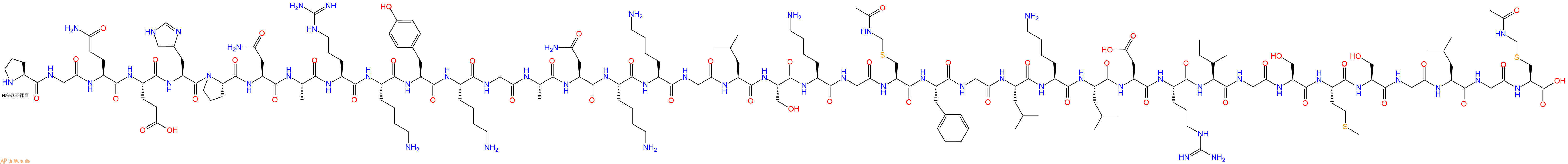 专肽生物产品H2N-Pro-Gly-Gln-Glu-His-Pro-Asn-Ala-Arg-Lys-Tyr-Lys-Gly-Ala-Asn-Lys-Lys-Gly-Leu-Ser-Lys-Gly-Cys(Acm)-Phe-Gly-Leu-Lys-Leu-Asp-Arg-Ile-Gly-Ser-Met-Ser-Gly-Leu-Gly-Cys(Acm)-OH