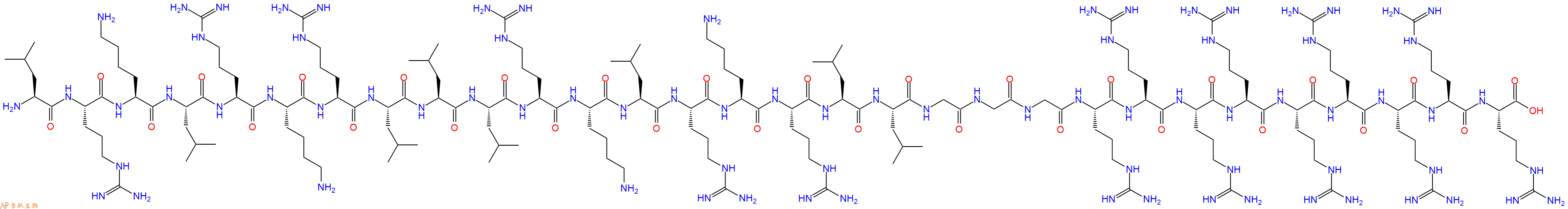 专肽生物产品H2N-Leu-Arg-Lys-Leu-Arg-Lys-Arg-Leu-Leu-Leu-Arg-Lys-Leu-Arg-Lys-Arg-Leu-Leu-Gly-Gly-Gly-Arg-Arg-Arg-Arg-Arg-Arg-Arg-Arg-Arg-OH