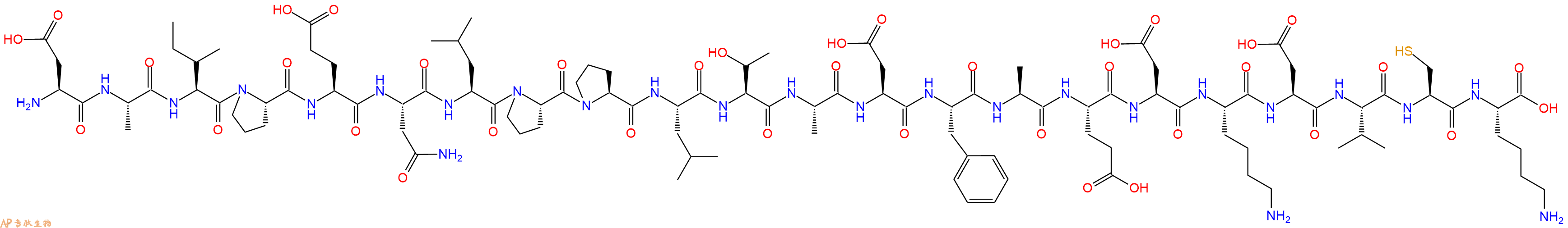 专肽生物产品H2N-Asp-Ala-Ile-Pro-Glu-Asn-Leu-Pro-Pro-Leu-Thr-Ala-Asp-Phe-Ala-Glu-Asp-Lys-Asp-Val-Cys-Lys-OH