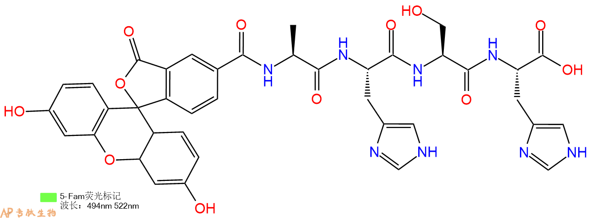 专肽生物产品5FAM-Ala-His-Ser-His-OH