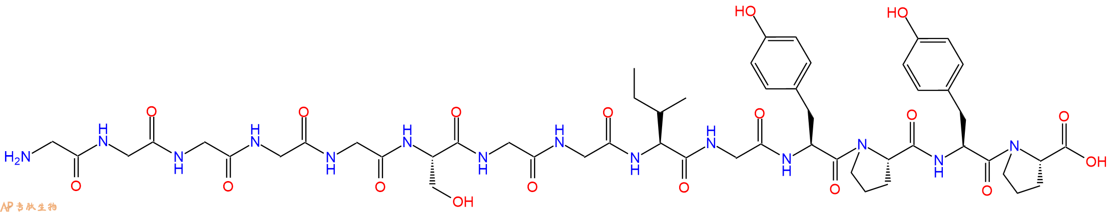专肽生物产品H2N-Gly-Gly-Gly-Gly-Gly-Ser-Gly-Gly-Ile-Gly-Tyr-Pro-Tyr-Pro-OH
