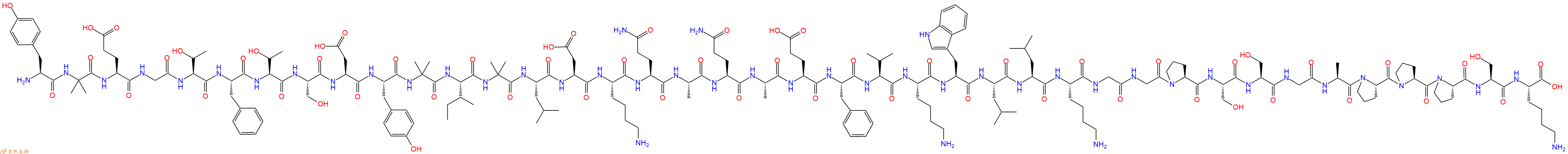 专肽生物产品H2N-Tyr-Aib-Glu-Gly-Thr-Phe-Thr-Ser-Asp-Tyr-Aib-Ile-Aib-Leu-Asp-Lys-Gln-Ala-Gln-Ala-Glu-Phe-Val-Lys-Trp-Leu-Leu-Lys-Gly-Gly-Pro-Ser-Ser-Gly-Ala-Pro-Pro-Pro-Ser-Lys-OH