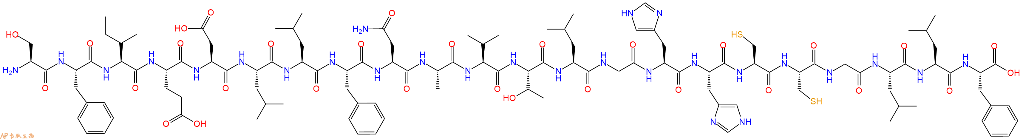 专肽生物产品H2N-Ser-Phe-Ile-Glu-Asp-Leu-Leu-Phe-Asn-Ala-Val-Thr-Leu-Gly-His-His-Cys-Cys-Gly-Leu-Leu-Phe-OH