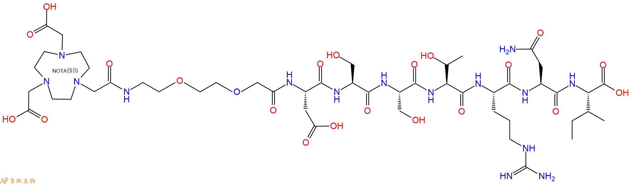 专肽生物产品NOTA-PEG2-Asp-Ser-Ser-Thr-Arg-Asn-Ile
