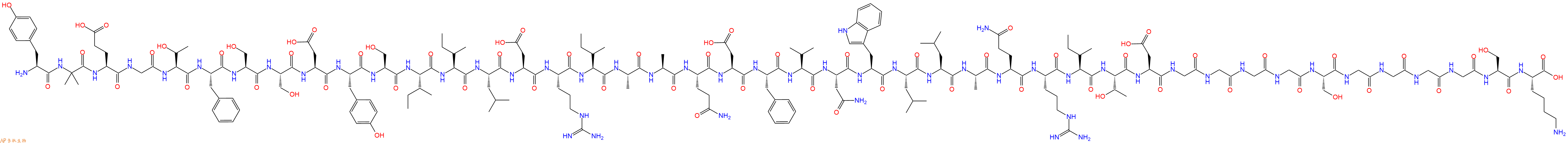 专肽生物产品H2N-Tyr-Aib-Glu-Gly-Thr-Phe-Ser-Ser-Asp-Tyr-Ser-Ile-Ile-Leu-Asp-Arg-Ile-Ala-Ala-Gln-Asp-Phe-Val-Asn-Trp-Leu-Leu-Ala-Gln-Arg-Ile-Thr-Asp-Gly-Gly-Gly-Gly-Ser-Gly-Gly-Gly-Gly-Ser-Lys-OH