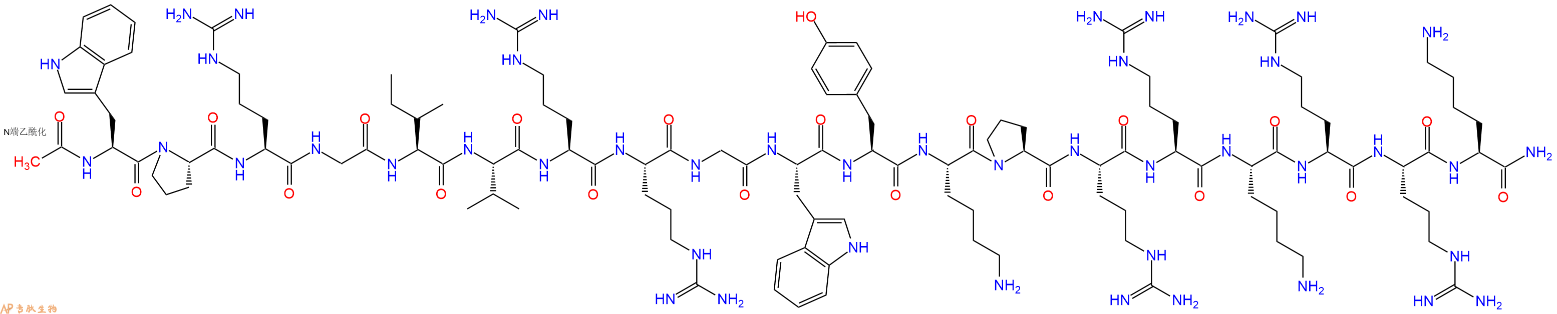 专肽生物产品Ac-Trp-Pro-Arg-Gly-Ile-Val-Arg-Arg-Gly-Trp-Tyr-Lys-Pro-Arg-Arg-Lys-Arg-Arg-Lys-CONH2