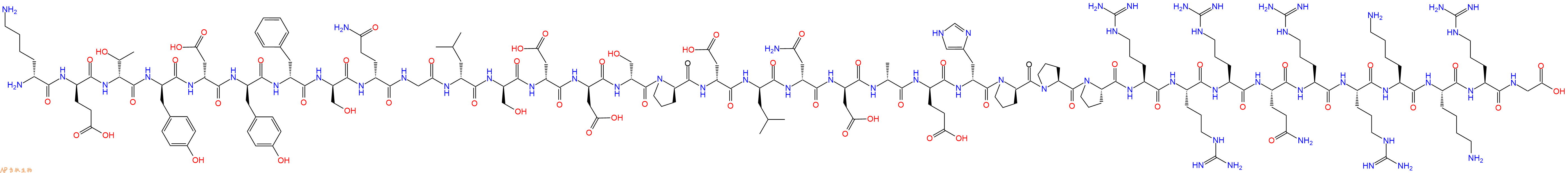 专肽生物产品H2N-DLys-DGlu-DThr-DTyr-DAsp-DTyr-DPhe-DSer-DGln-Gly-DLeu-DSer-DAsp-DAsp-DSer-DPro-DAsp-DLeu-DAsn-DAsp-DAla-DGlu-DHis-DPro-Pro-Pro-Arg-Arg-Arg-Gln-Arg-Arg-Lys-Lys-Arg-Gly-OH