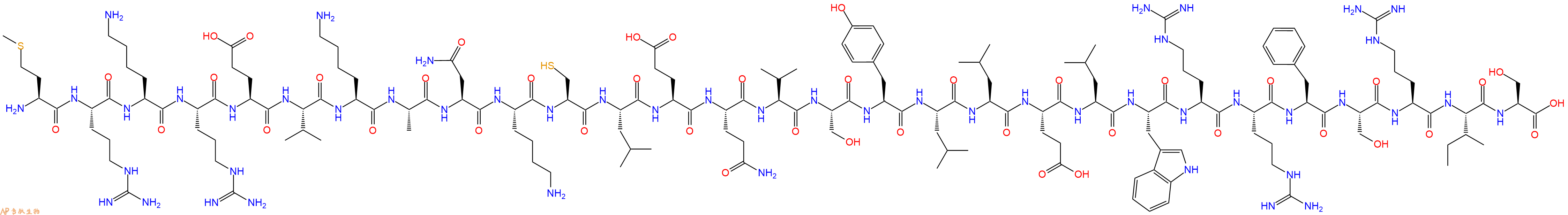 专肽生物产品H2N-Met-Arg-Lys-Arg-Glu-Val-Lys-Ala-Asn-Lys-Cys-Leu-Glu-Gln-Val-Ser-Tyr-Leu-Leu-Glu-Leu-Trp-Arg-Arg-Phe-Ser-Arg-Ile-Ser-OH