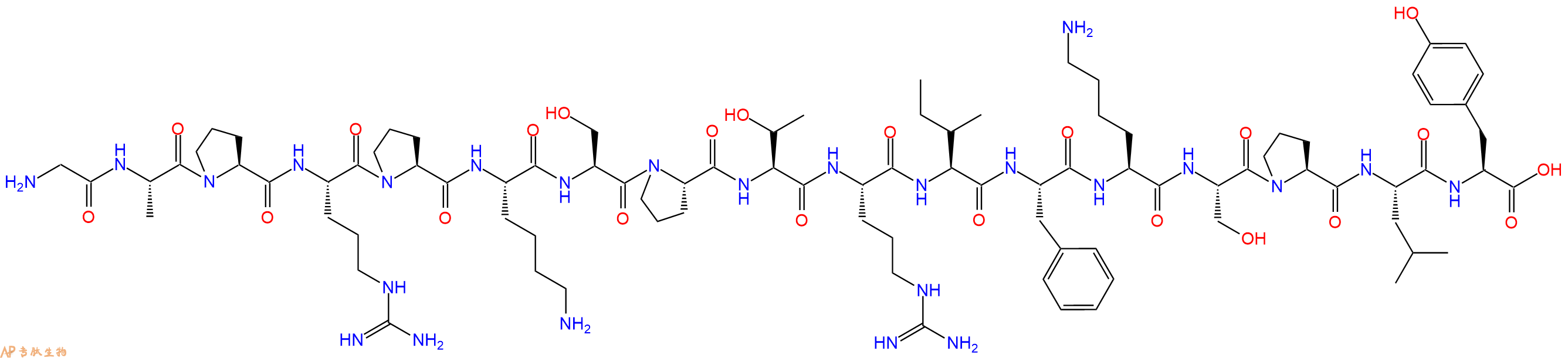 专肽生物产品H2N-Gly-Ala-Pro-Arg-Pro-Lys-Ser-Pro-Thr-Arg-Ile-Phe-Lys-Ser-Pro-Leu-Tyr-OH