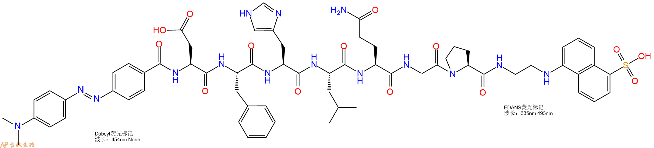 专肽生物产品DABCYL-Asp-Phe-His-Leu-Gln-Gly-Pro-EDANS