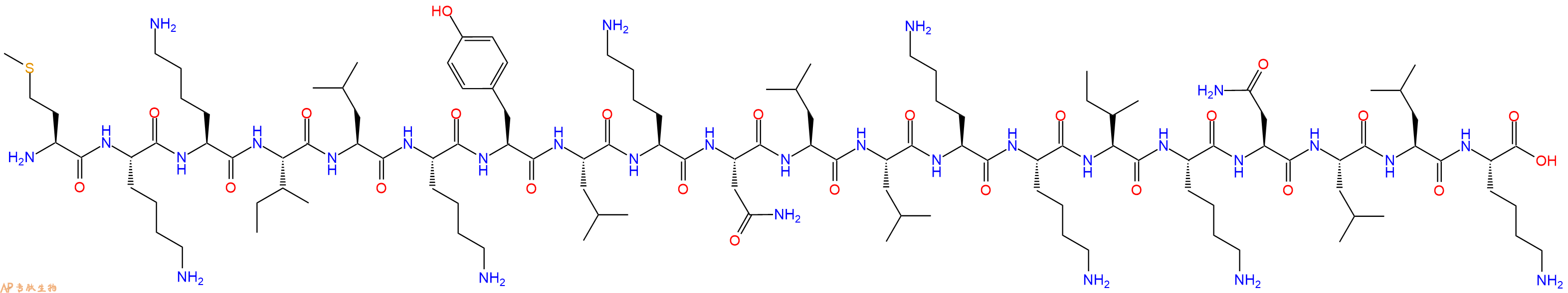 专肽生物产品H2N-Met-Lys-Lys-Ile-Leu-Lys-Tyr-Leu-Lys-Asn-Leu-Leu-Lys-Lys-Ile-Lys-Asn-Leu-Leu-Lys-OH