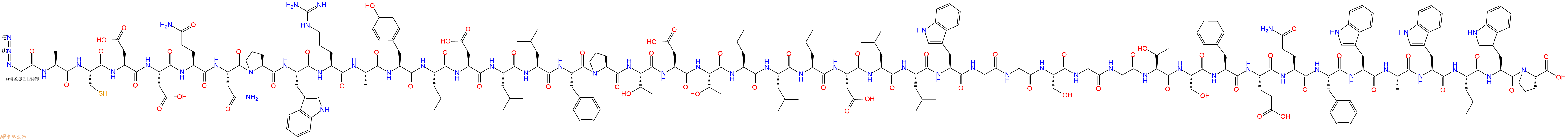 专肽生物产品N3Gly-Ala-Cys-Asp-Asp-Gln-Asn-Pro-Trp-Arg-Ala-Tyr-Leu-Asp-Leu-Leu-Phe-Pro-Thr-Asp-Thr-Leu-Leu-Leu-Asp-Leu-Leu-Trp-Gly-Gly-Ser-Gly-Gly-Thr-Ser-Phe-Glu-Gln-Phe-Trp-Ala-Trp-Leu-Trp-Pro-OH