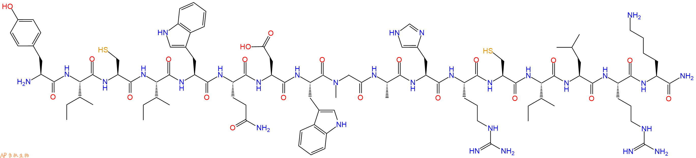 专肽生物产品H2N-Tyr-Ile-Cys-Ile-Trp-Gln-Asp-Trp-Sar-Ala-His-Arg-Cys-Ile-Leu-Arg-Lys-CONH2