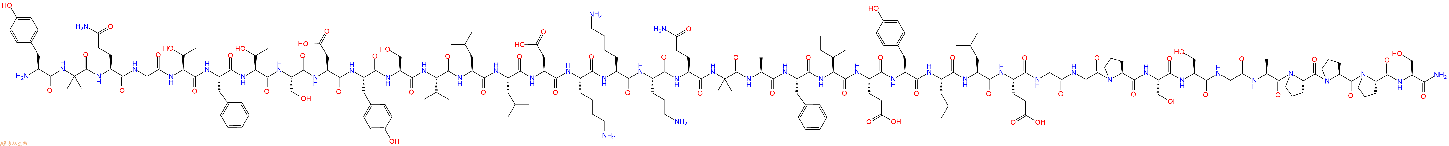 专肽生物产品H2N-Tyr-Aib-Gln-Gly-Thr-Phe-Thr-Ser-Asp-Tyr-Ser-Ile-Leu-Leu-Asp-Lys-Lys-Orn-Gln-Aib-Ala-Phe-Ile-Glu-Tyr-Leu-Leu-Glu-Gly-Gly-Pro-Ser-Ser-Gly-Ala-Pro-Pro-Pro-Ser-CONH2