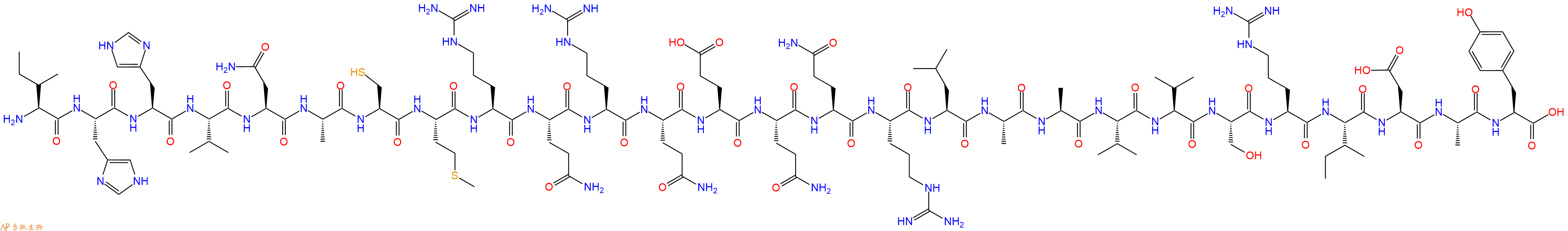专肽生物产品H2N-Ile-His-His-Val-Asn-Ala-Cys-Met-Arg-Gln-Arg-Gln-Glu-Gln-Gln-Arg-Leu-Ala-Ala-Val-Val-Ser-Arg-Ile-Asp-Ala-Tyr-OH