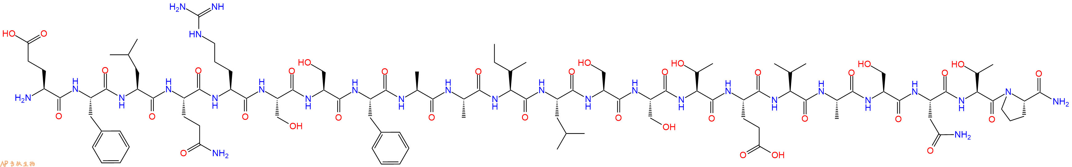 专肽生物产品H2N-Glu-Phe-Leu-Gln-Arg-Ser-Ser-Phe-Ala-Ala-Ile-Leu-Ser-Ser-Thr-Glu-Val-Ala-Ser-Asn-Thr-Pro-CONH2