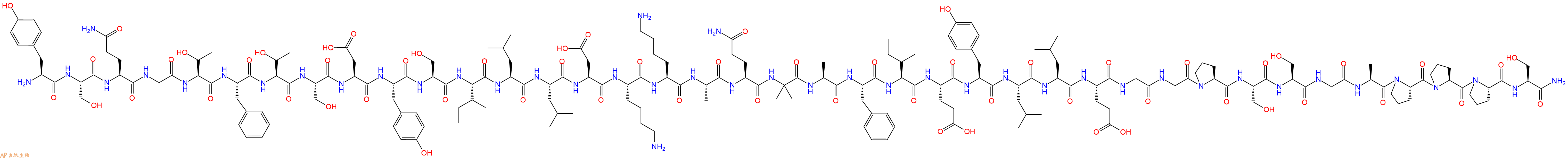 专肽生物产品H2N-Tyr-Ser-Gln-Gly-Thr-Phe-Thr-Ser-Asp-Tyr-Ser-Ile-Leu-Leu-Asp-Lys-Lys-Ala-Gln-Aib-Ala-Phe-Ile-Glu-Tyr-Leu-Leu-Glu-Gly-Gly-Pro-Ser-Ser-Gly-Ala-Pro-Pro-Pro-Ser-CONH2