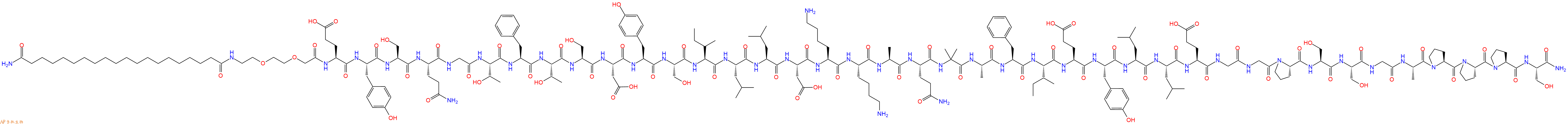 专肽生物产品H2N-C20-AEEA-Glu-Tyr-Ser-Gln-Gly-Thr-Phe-Thr-Ser-Asp-Tyr-Ser-Ile-Leu-Leu-Asp-Lys-Lys-Ala-Gln-Aib-Ala-Phe-Ile-Glu-Tyr-Leu-Leu-Glu-Gly-Gly-Pro-Ser-Ser-Gly-Ala-Pro-Pro-Pro-Ser-CONH2