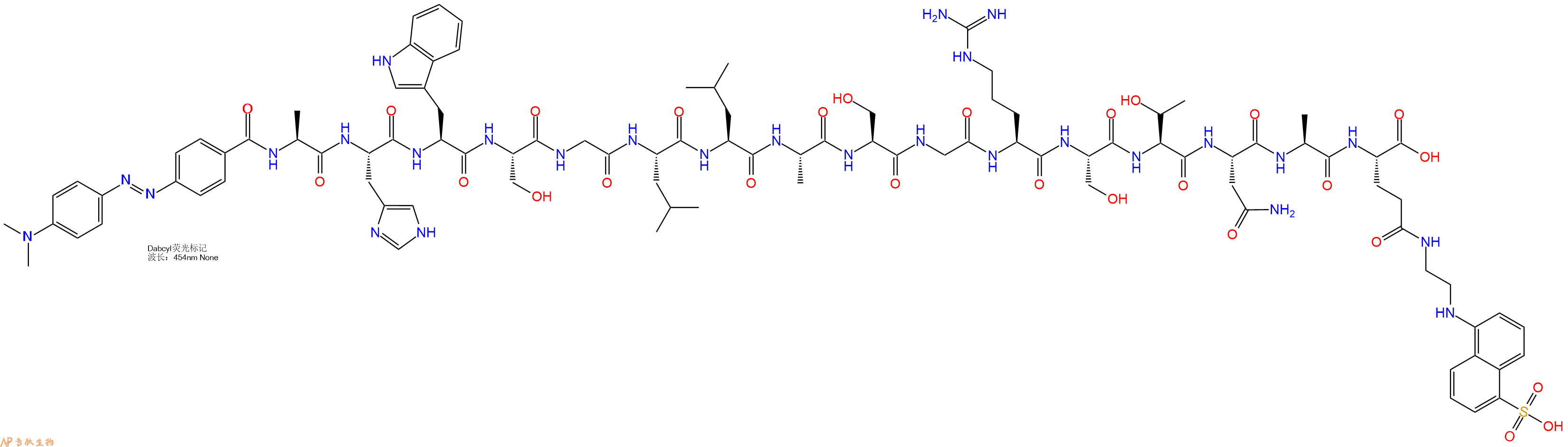 专肽生物产品DABCYL-Ala-His-Trp-Ser-Gly-Leu-Leu-Ala-Ser-Gly-Arg-Ser-Thr-Asn-Ala-Glu(Edans)-OH