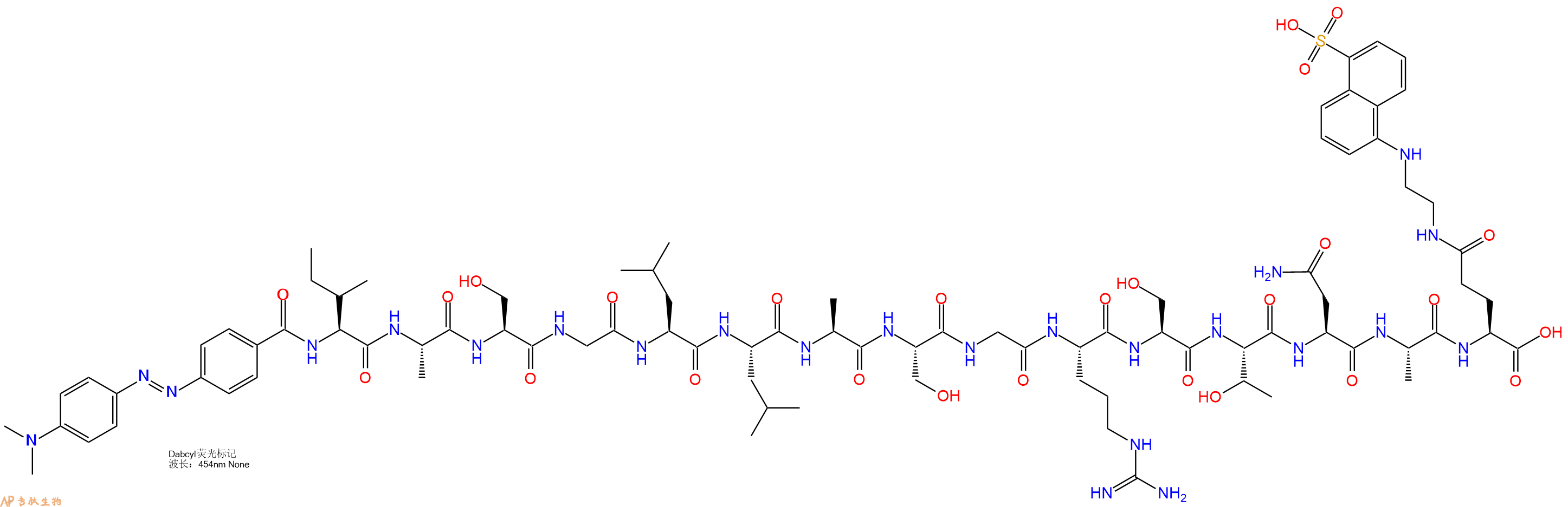 专肽生物产品DABCYL-Ile-Ala-Ser-Gly-Leu-Leu-Ala-Ser-Gly-Arg-Ser-Thr-Asn-Ala-Glu(Edans)-OH